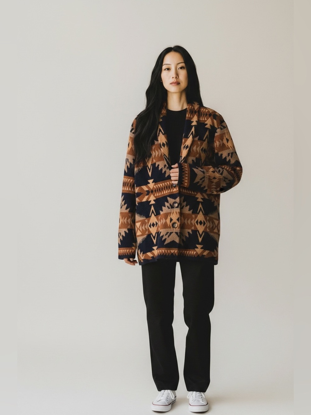 Telluride Geometric Pattern Pendleton Southwest Shawl Collar Cardigan Medium
